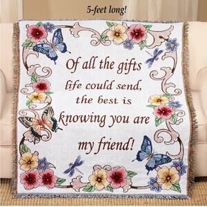 Collections Etc My Friend Floral Tapestry Throw Blanket 50x60